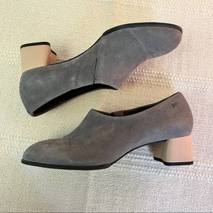 Camper Kara Grey and Cream Block Heel Pump Shoes